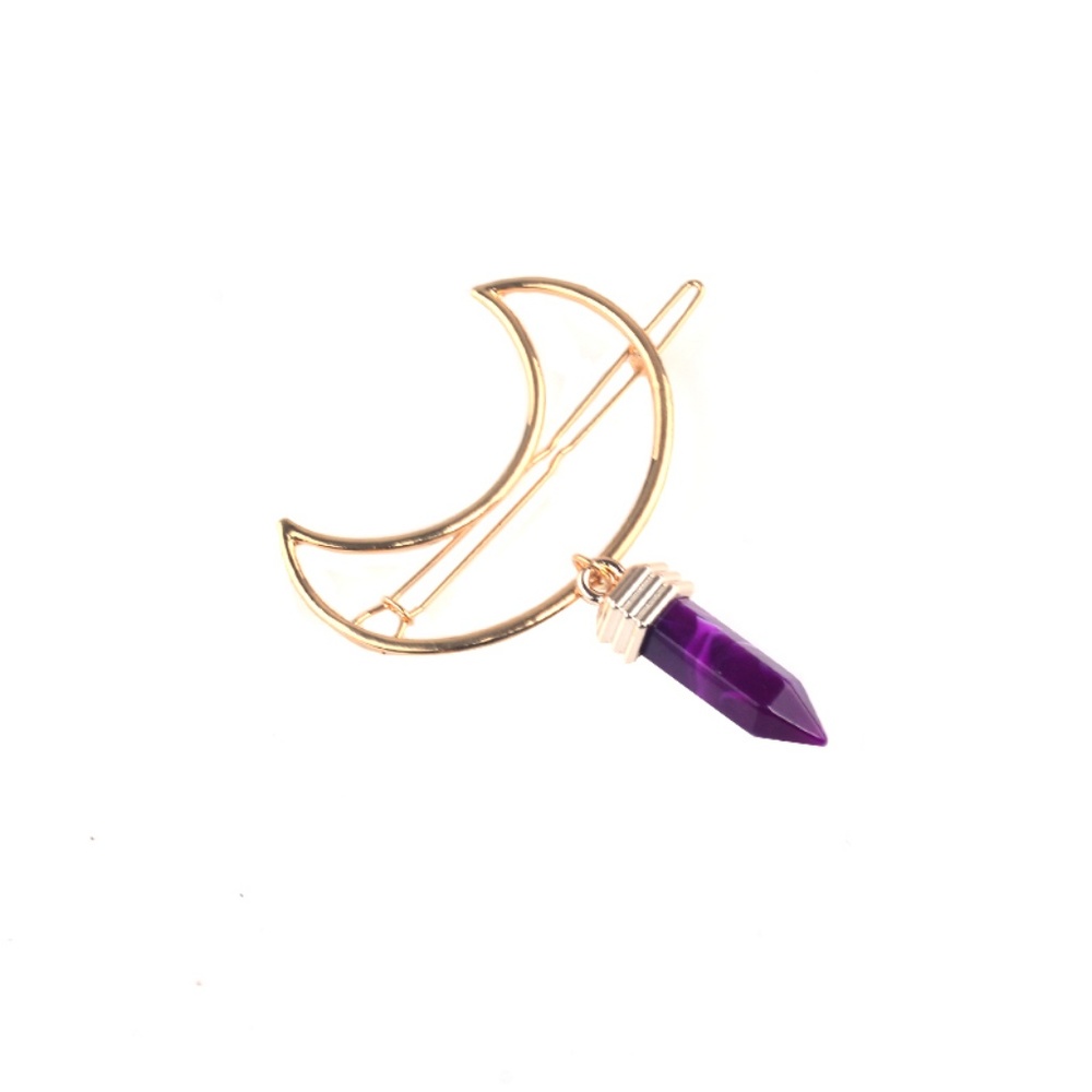 Amethyst (purple) Moon Drop Hair Clip - Picture 3 of 4